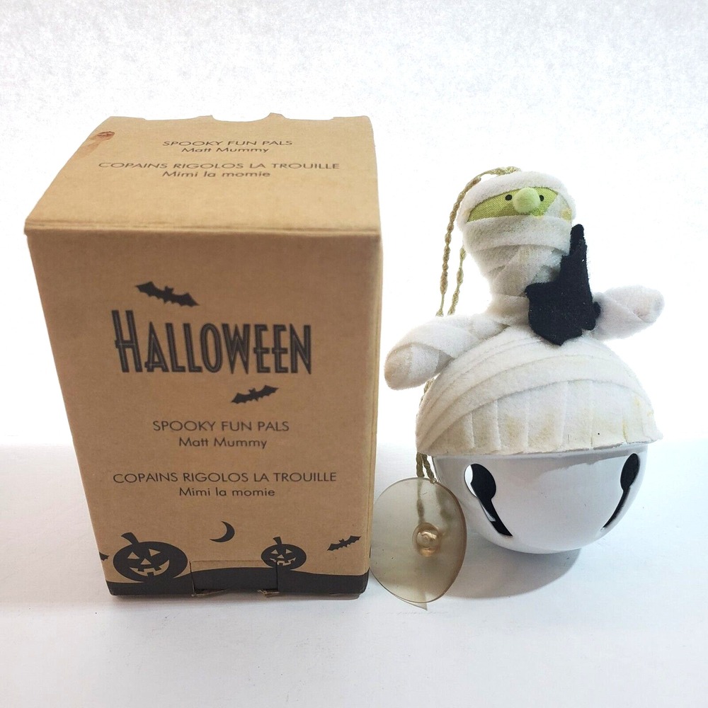 Avon Halloween Jingle Bell Ornament Window Spooky Fun Pals Metal Felt Matt Mummy